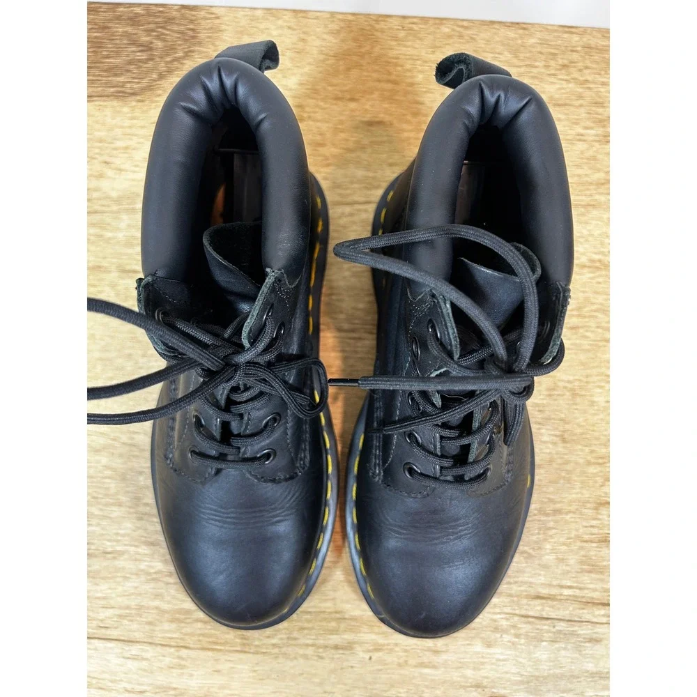 Dr. Martens 939 6-Eye Black Leather Padded Collar Boots Mens 6 Women 7 AW004